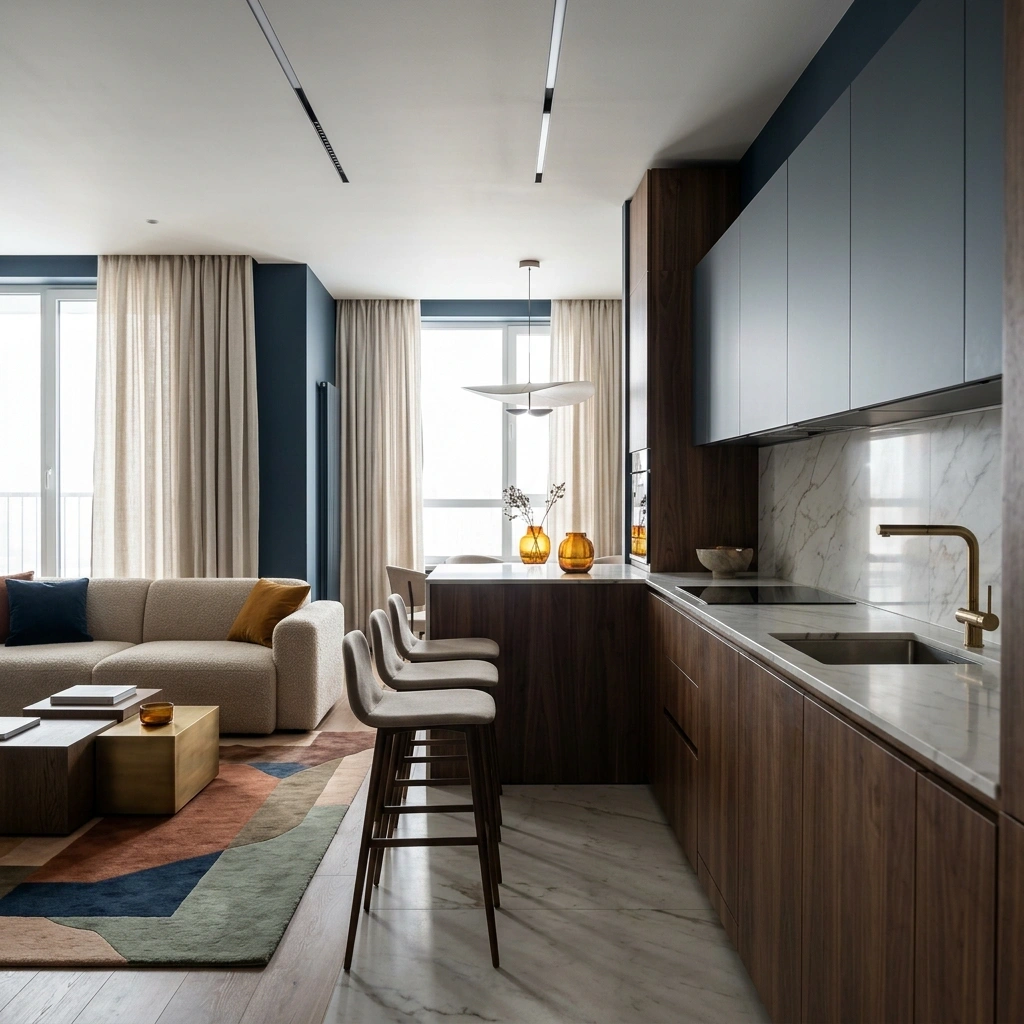 Продуманные системы хранения: встроенные шкафы для максимального удобства в открытой квартире.